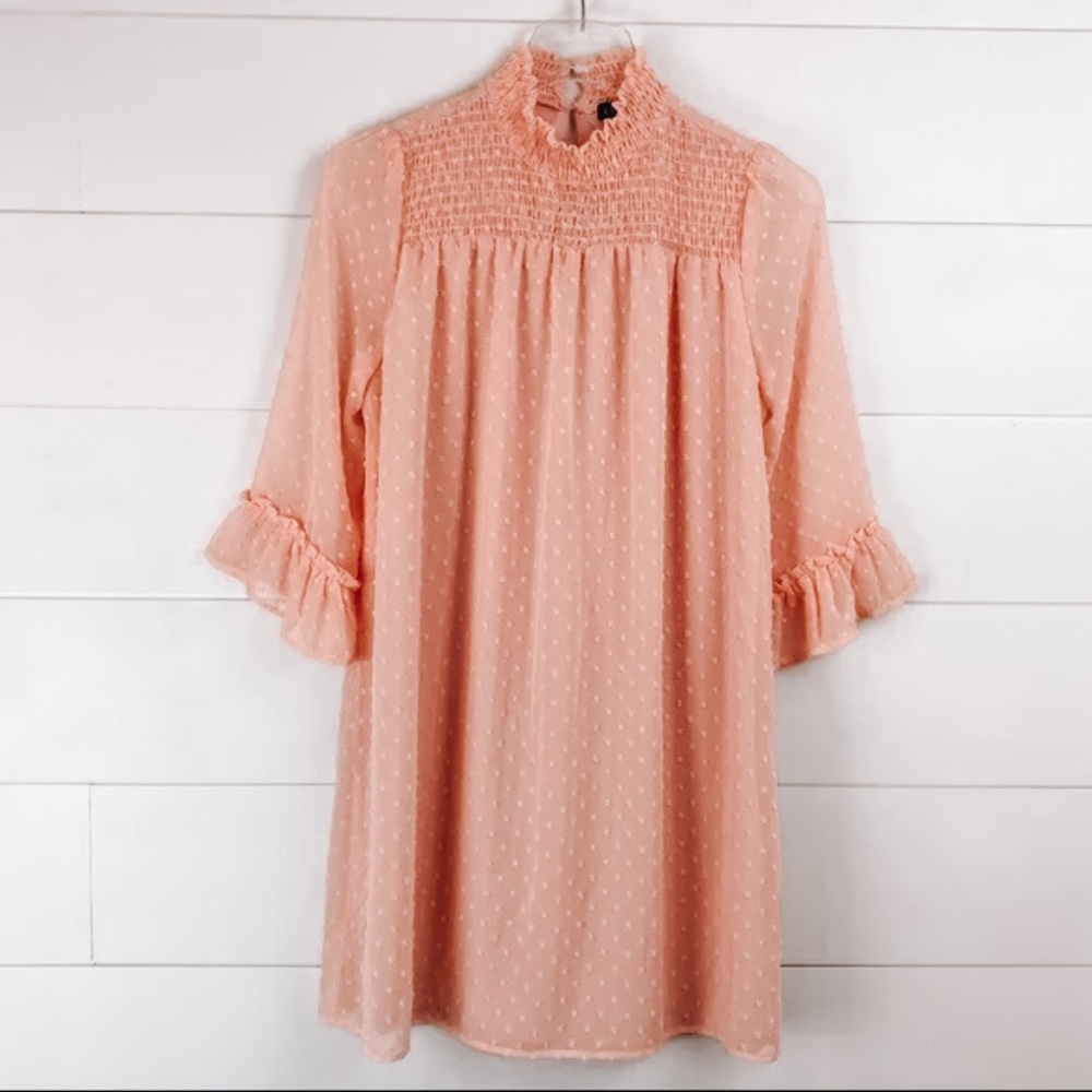 nordstrom blush swiss dot mini dress